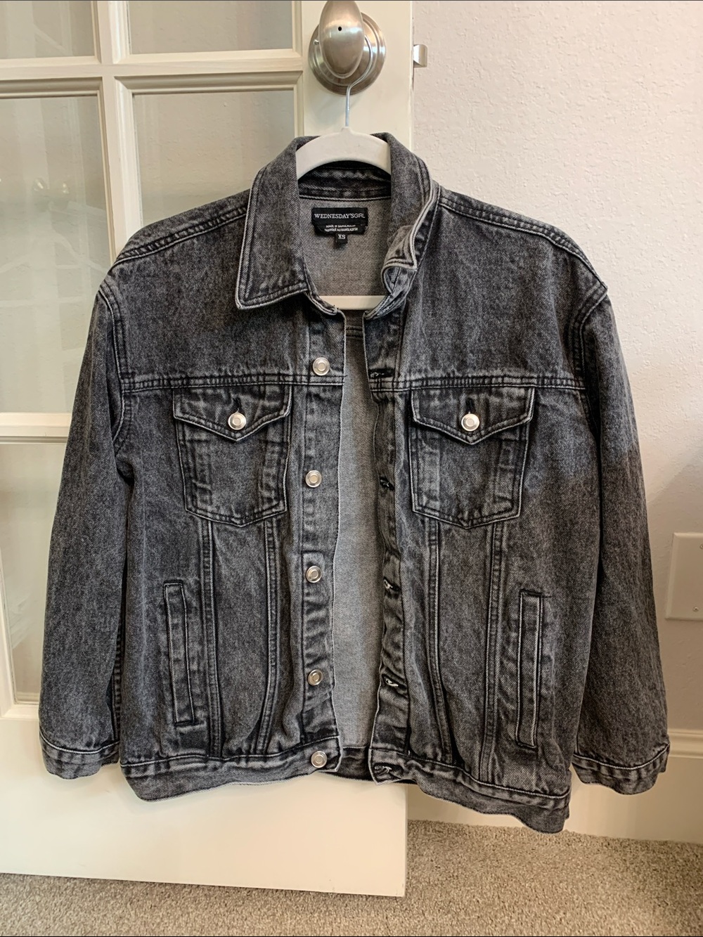 Girls Black Washed Denim Jacket